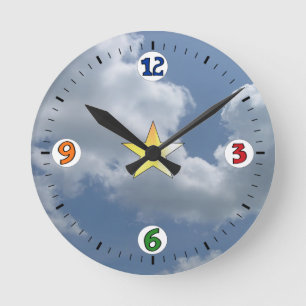 "Happy Clouds" Acrylmauer-Uhr Runde Wanduhr