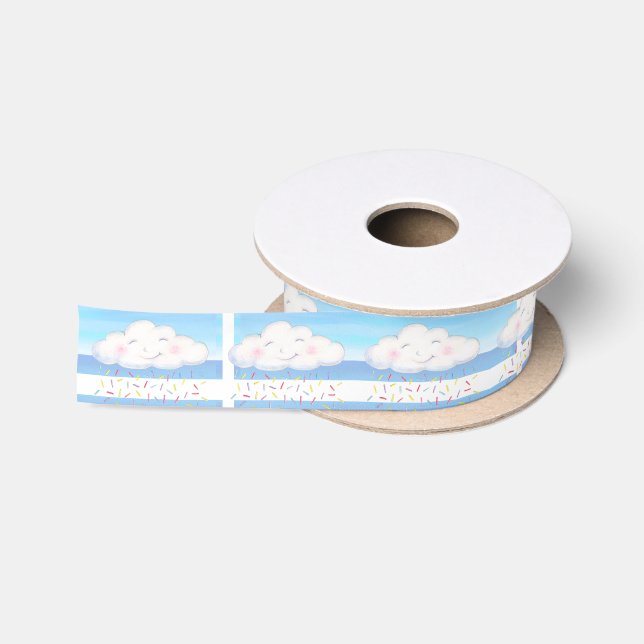 Happy Clouds Süßigkeiten Sprinkle Aquarell Babydus Satinband (Spule)