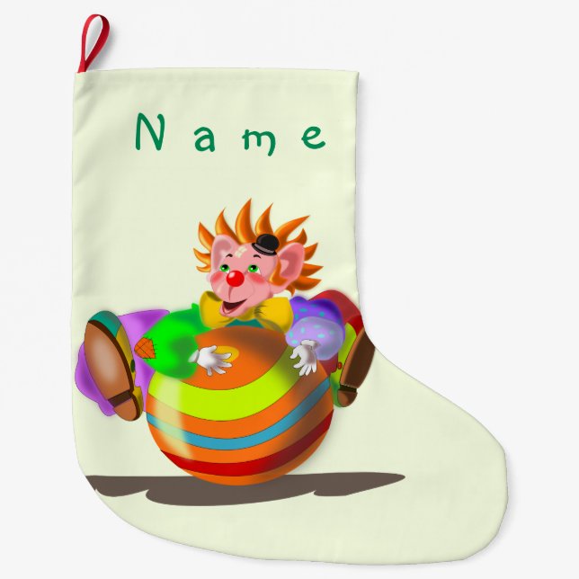 Happy Clown Weihnachten Strumpf mit Individuelle N Großer Weihnachtsstrumpf (Vorderseite)