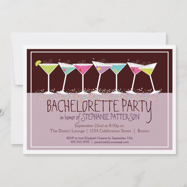Happy Cocktails Junggeselinnen-Abschied Einladung (Vorderseite)