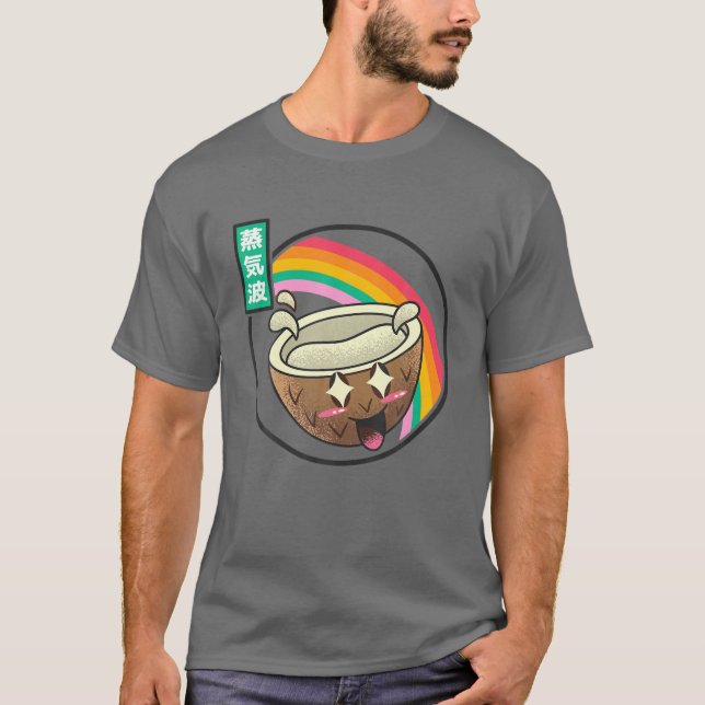 Happy Coconut Digital Japan Style 80er Otaku Vapor T-Shirt (Vorderseite)