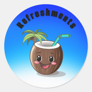 Happy Coconut Runder Aufkleber