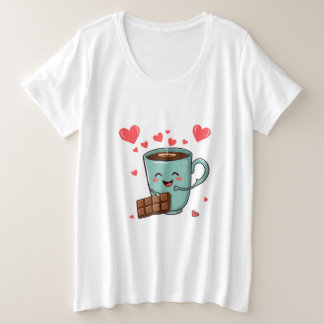 Happy Coffee & Chocolate – Cute Valentine Große Größe T-Shirt