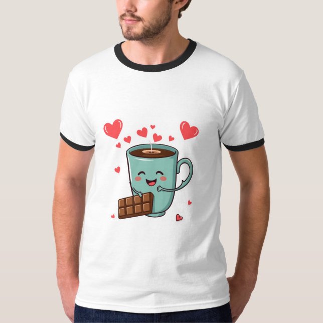 Happy Coffee & Chocolate – Cute Valentine T-Shirt (Vorderseite)
