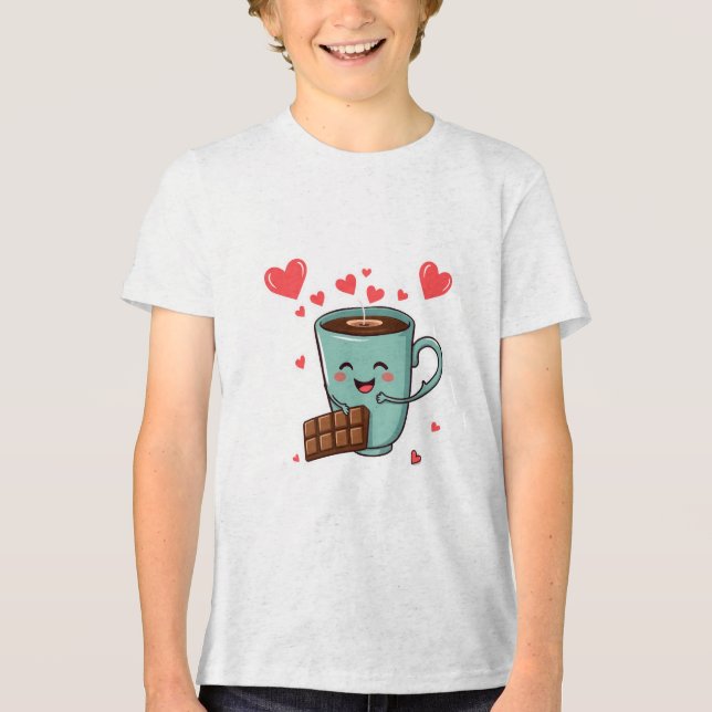 Happy Coffee & Chocolate – Cute Valentine Tri-Blend Shirt (Vorderseite)