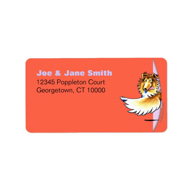 Happy Collie Tomato Lavender Adressaufkleber (Vorne)