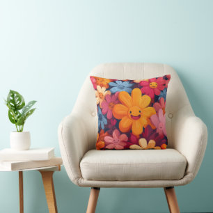 Happy Colorful Blume Pattern Kissen