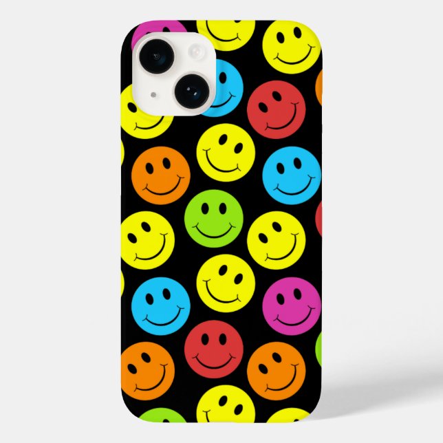 Happy Colorful Faces Pattern Case-Mate iPhone 14 Hülle (Rückseite)