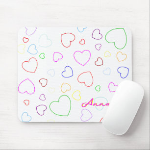 Happy Colorful Hearts Individuelle Name Mousepad