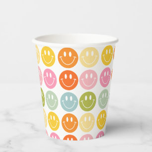 Happy Colorful Lächeln Gesichter Pappbecher
