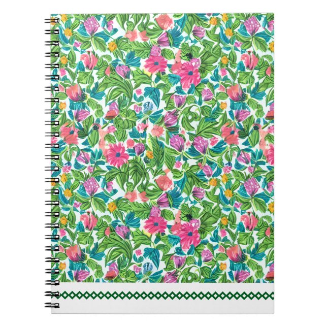 Happy colorful summer pattern botanical artwork notizblock (Vorderseite)