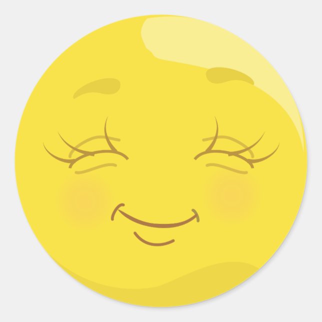 Happy & Content Yellow Emoji-Aufkleber Runder Aufkleber (Vorderseite)