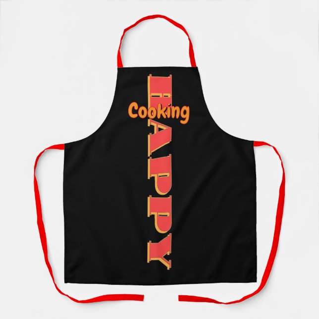 Happy Cooking Red Black Koch Schürze (Vorderseite)