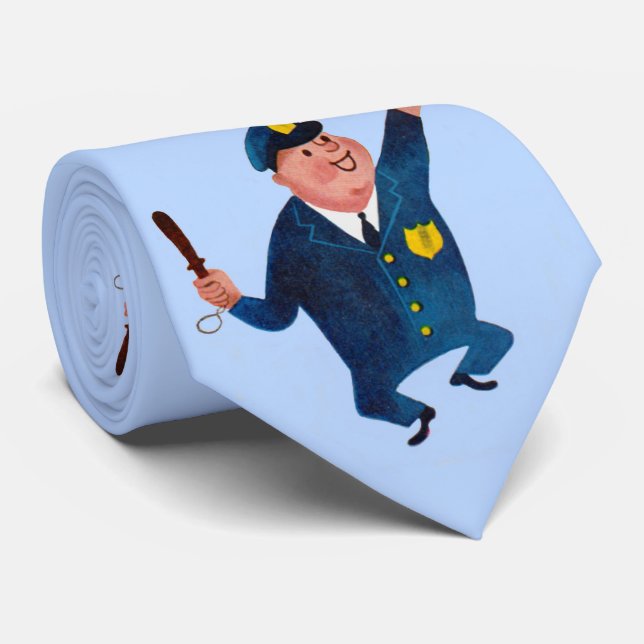 happy cop print tie  krawatte (Gerollt)