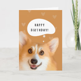 Happy Corgi Birthday Card (Gold) Karte