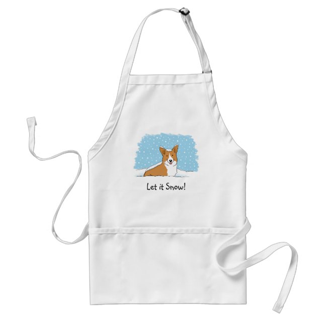 Happy Corgi im Schnee | Niedlicher Winterurlaubshu Schürze (Vorne)
