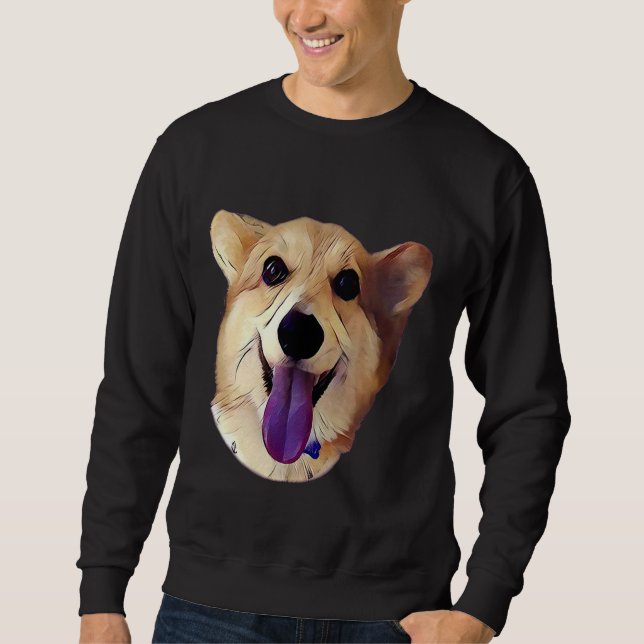 Happy Corgi Lila Sweatshirt (Vorderseite)