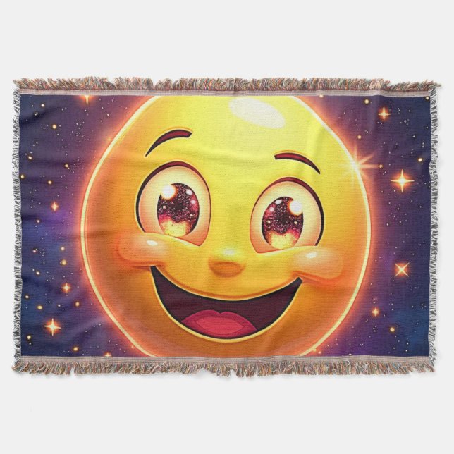 Happy Cosmic Eyes Emoji Decke (Vorderseite)