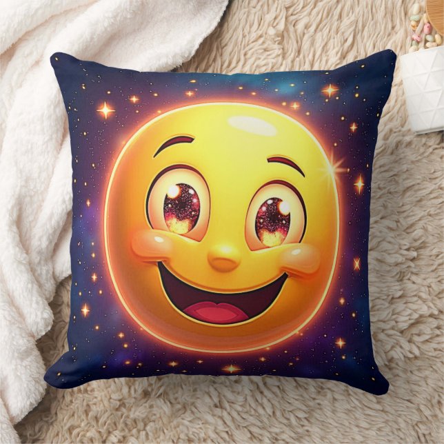 Happy Cosmic Eyes Emoji Kissen (Decke)