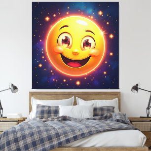 Happy Cosmic Eyes Emoji Leinwanddruck