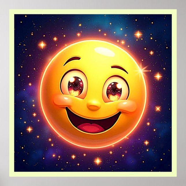 Happy Cosmic Eyes Emoji Poster (Vorne)