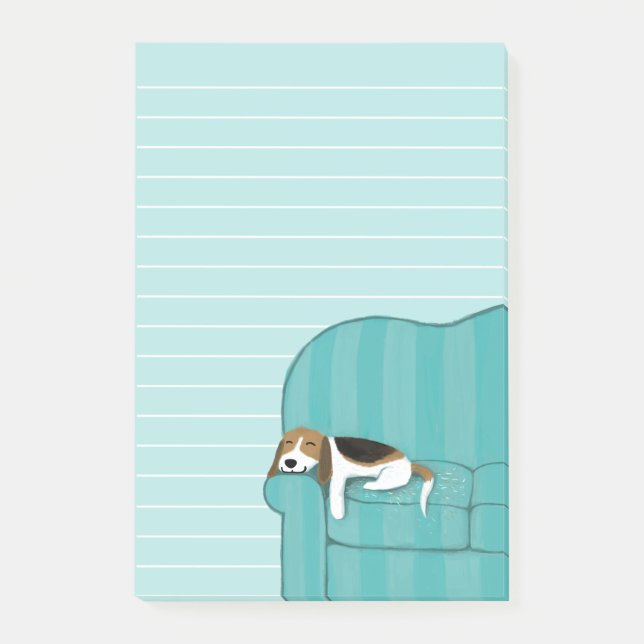Happy Couch Beagle| Niedliche Hundewäsche Post-it Klebezettel (Vorderseite)