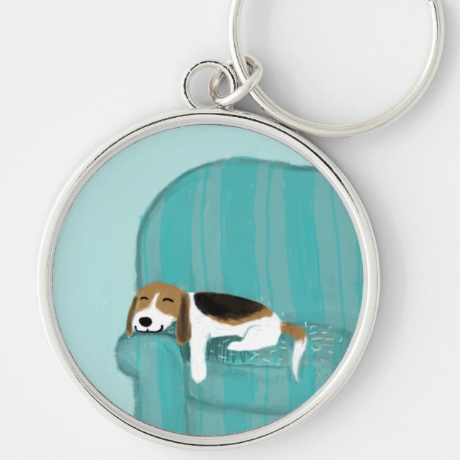 Happy Couch Beagle | Niedlicher Schlafhund | Pet A Schlüsselanhänger (Vorne)