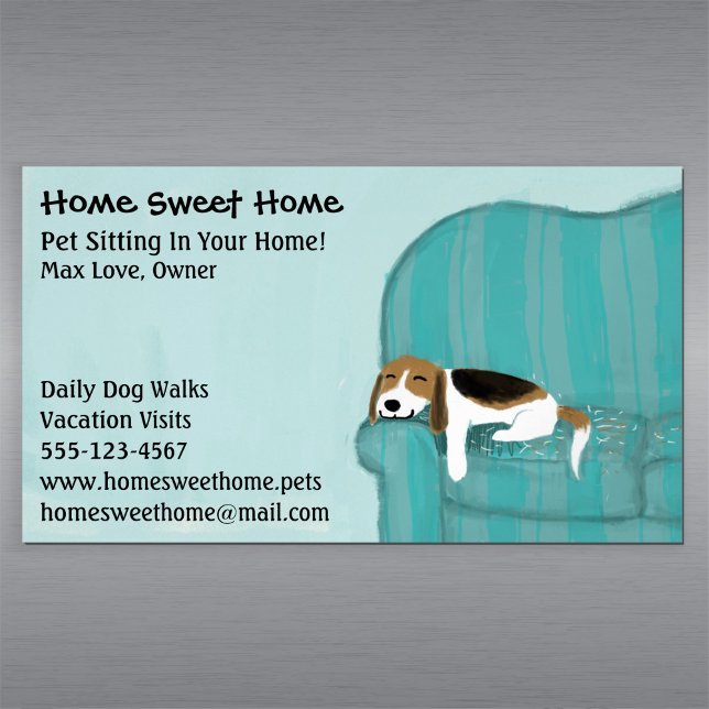 Happy Couch Dog | Sitzplatz für Haustiere | Tierdi Magnetische Visitenkarte (Von Creator hochgeladen)