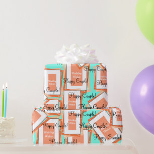 Happy Couple Cantaloupe Blue Geschenkpapier