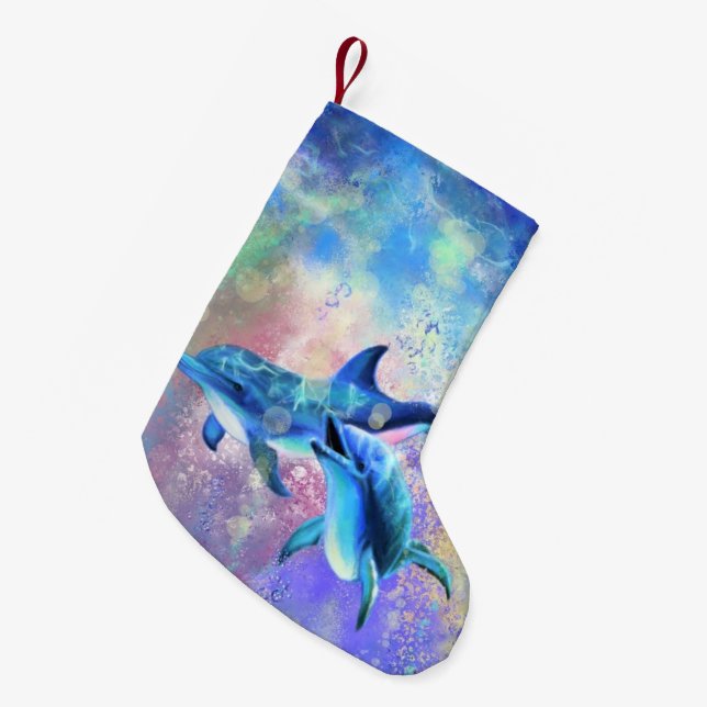 Happy Couple Dolphin Weihnachten Strumpf Kleiner Weihnachtsstrumpf (Vorderansicht (hängend))