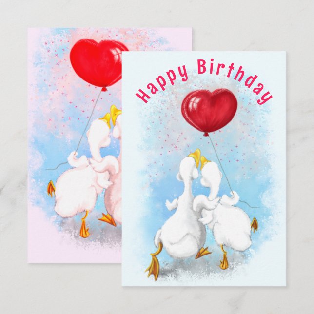 Happy Couple Duck Funny Birthday Card Karte (Vorne/Hinten)
