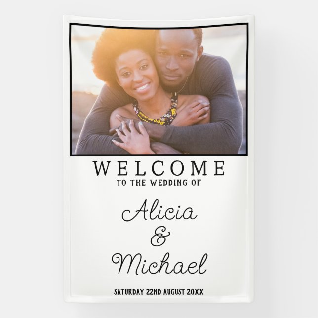 Happy Couple Foto Wedding Willkommen Vertikal Banner (Vertikal)