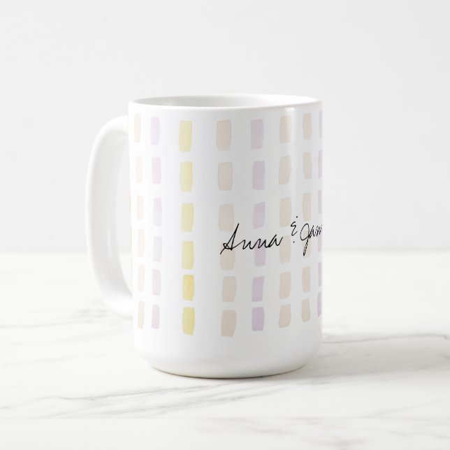 Happy Couple Geometric Watercolor Muster Kaffeetasse (Vorderseite Links)
