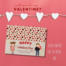 Happy Couple Valentine's Day Envelope with Hearts