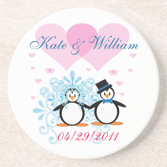 Happy Couple Wedding Penguin Untersetzer - kundens (Vorne)