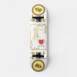 Happy Couples tanzen Valentinvektordesign Skateboard