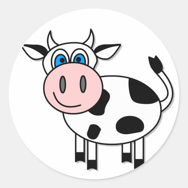 Happy Cow - Anpassbar! Runder Aufkleber (Vorderseite)