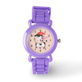 Happy Cow in einem Niedlichen Red Hat Armbanduhr