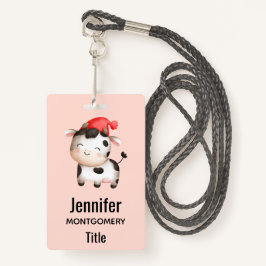 Happy Cow in einem Niedlichen Red Hat Ausweis