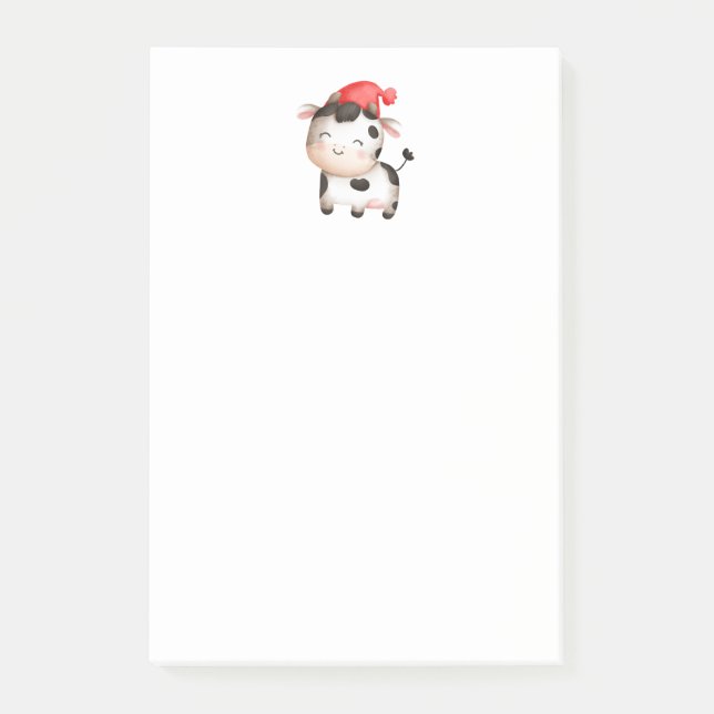 Happy Cow in einem Niedlichen Red Hat Post-it Klebezettel (Vorderseite)