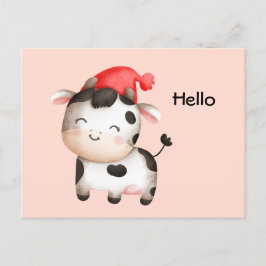 Happy Cow in einem Niedlichen Red Hat Postkarte