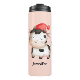 Happy Cow in einem Niedlichen Red Hat Thermosbecher