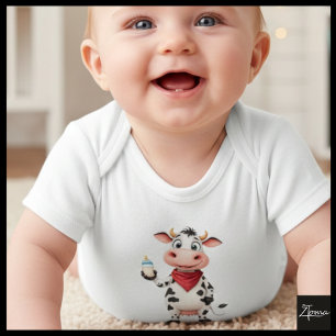 Happy Cow mit Babyflasche Cartoon Baby Strampler