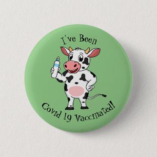 Happy Cow mit Babyflasche Cartoon Button