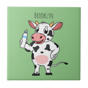 Happy Cow mit Babyflasche Cartoon Fliese