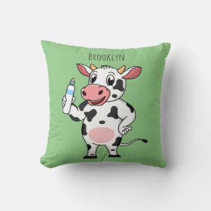 Happy Cow mit Babyflasche Cartoon Kissen