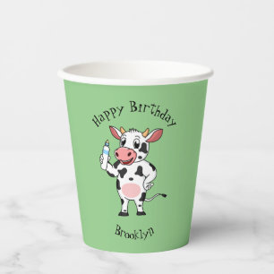 Happy Cow mit Babyflasche Cartoon Pappbecher