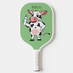 Happy Cow mit Babyflasche Cartoon Pickleball Schläger