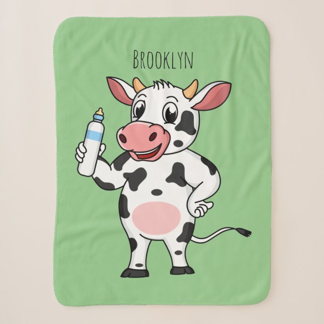 Happy Cow mit Babyflasche Cartoon Sherpadecke (Vorderseite)