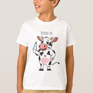 Happy Cow mit Babyflasche Cartoon T-Shirt